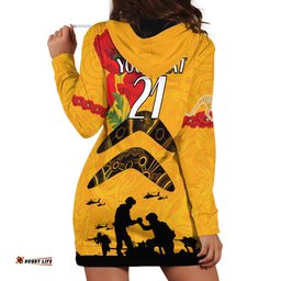 Australia Matildas Soccer ANZAC Custom Hoodie Dress Gallipoli Soldier With Aboriginal Dots Art