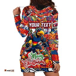 Custom Crows Football Merry Christmas Hoodie Dress Indigenous Australian Art