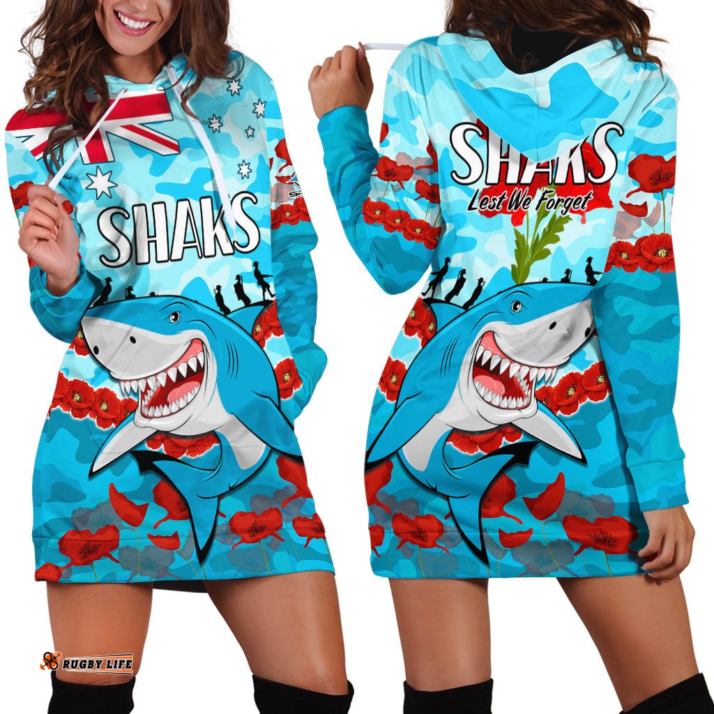 Sharks Rugby ANZAC Hoodie Dress Lest We Forget