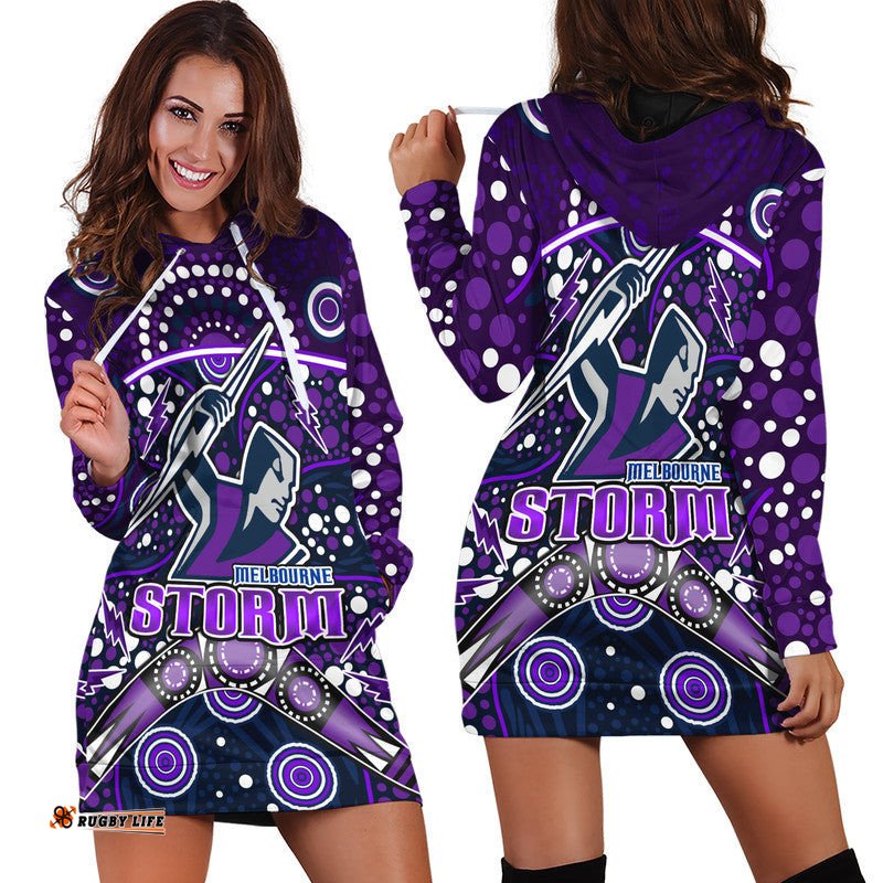 Storm Rugby Hoodie Dress Melbourne Boomerang Indigenous Dots