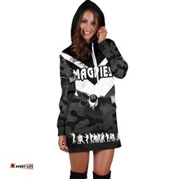 Western Suburbs Magpies Women's Hoodie Dress Anzac Vibes Black