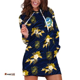 Custom Text And Number Parramatta Eels Rugby Hoodie Dress Polynesian Tribal Mix Tropical Hawaiian Style