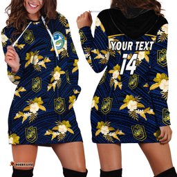 Custom Text And Number Parramatta Eels Rugby Hoodie Dress Polynesian Tribal Mix Tropical Hawaiian Style