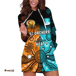 Perth Scorchers and Brisbane Heat Cricket Hoodie Dress Aboriginal Art 03