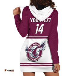 Personalised Sea Eagles Rugby Hoodie Dress Manly Warringah White Sporty Style