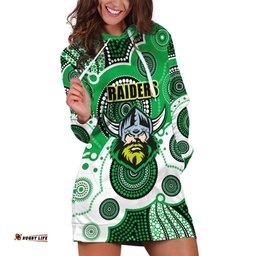 Custom Personalised And Number Raiders NRL Hoodie Dress Aboriginal Patterns