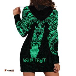 Personalised New Zealand Te Reo Maori Hoodie Dress Kia Kaha Maori Language Week Green Style