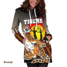 Wests Tigers Women's Hoodie Dress Version Aboriginal Art