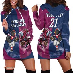 Roosters-Sea Eagles Rugby Custom Hoodie Dress Half Grunge Style
