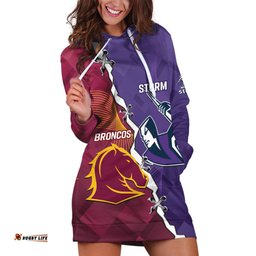 Personalised Broncos And Storm Rugby Hoodie Dress Sporty Version