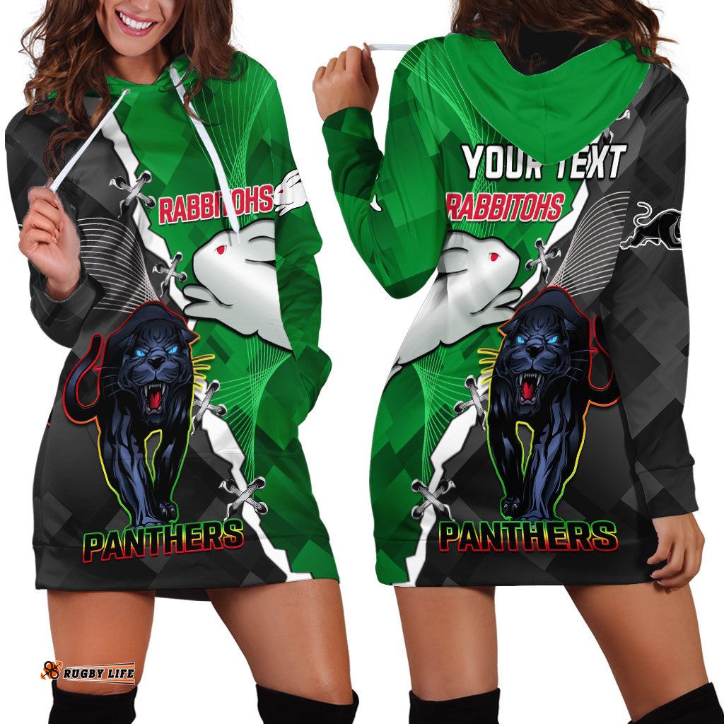 Custom Personalised Rabbitohs Mix Panthers Rugby Hoodie Dress Sporty Style