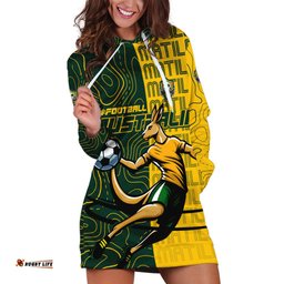 Personalised Matildas Mascot Hoodie Dress Australia Football Topographic