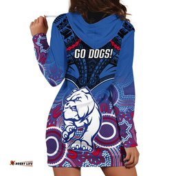 Bulldogs Football Hoodie Dress Doggies Aboriginal Mix Polynesian Pattern