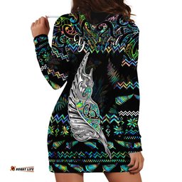 Personalised New Zealand Christmas Hoodie Dress Maori Fern Manaia Meri Kirihimete with Papaua Shell
