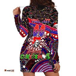 Merry Christmas Newcastle Knights Hoodie Dress Aboriginal Santa Rugby Mascot Novocastrians