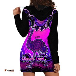 Personalised Australia Aquarius Emu Zodiac Hoodie Dress Auz Astrology Aboriginal Magenta