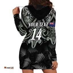 Custom New Zealand Silver Fern Rugby Hoodie Dress All Black Since 1892 Aotearoa Moko Maori