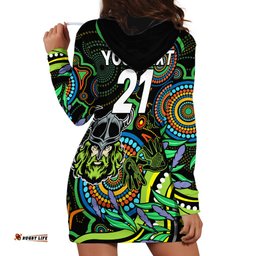 Custom Raiders Rugby Aboriginal Art Hoodie Dress NAIDOC Indigenous Tribal