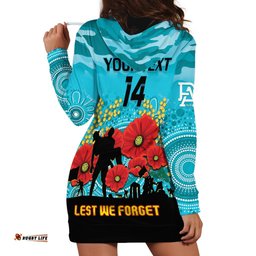 Custom Port Adelaide Football ANZAC Hoodie Dress Gallipoli Camouflage With Poppies