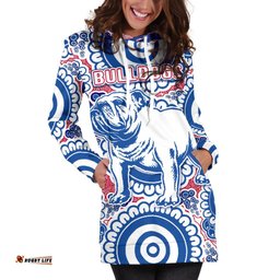 Western Women's Hoodie Dress Bulldogs Simple Indigenous