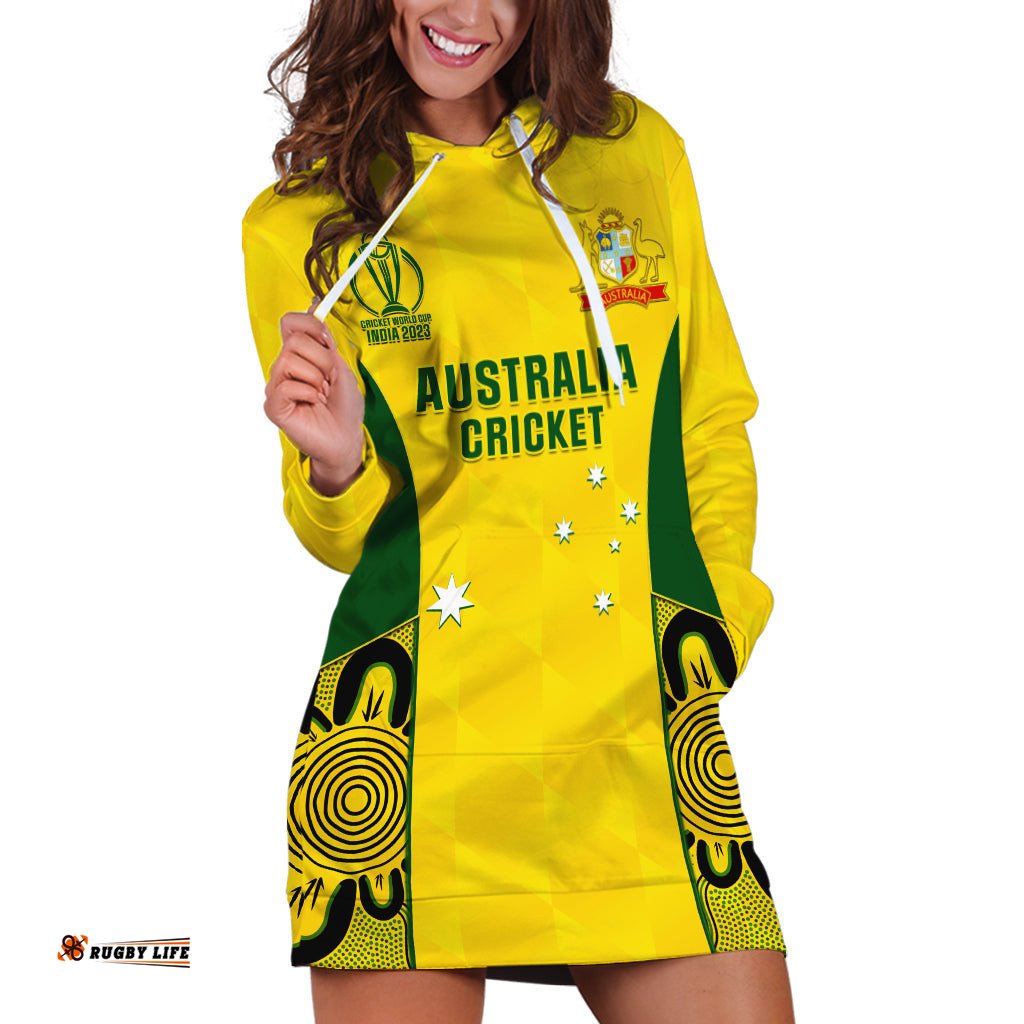 Custom Australia Cricket Hoodie Dress World Cup Go Champions Indigenous