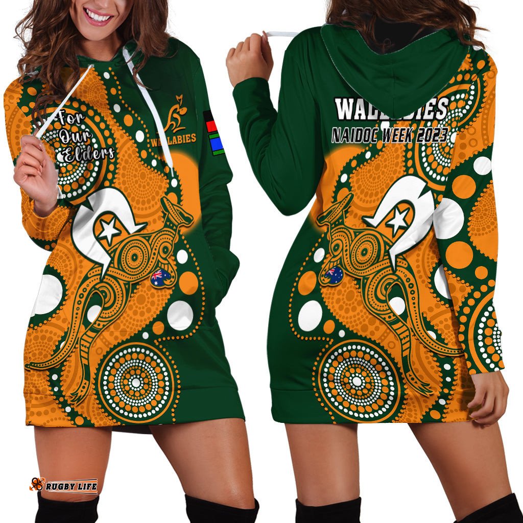 Wallabies Rugby NAIDOC Hoodie Dress Aboriginal Camouflage Lest We Forget