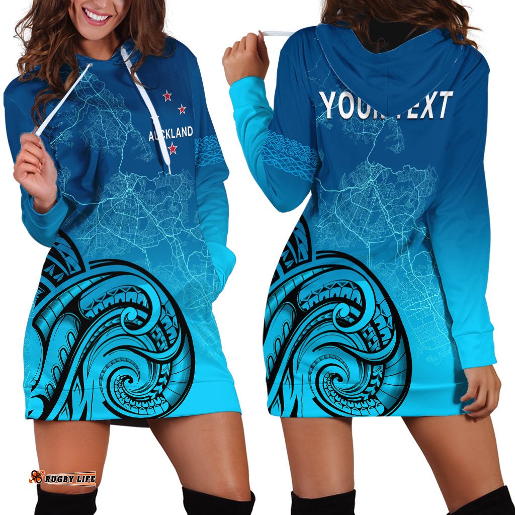 Custom Personalised Auckland New Zealand City Map Hoodie Dress