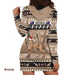 Aussie Tasmanian Tiger Hoodie Dress Merry Christmas