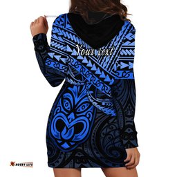 Personalised Matariki New Zealand Hoodie Dress Maori New Year Tiki Blue Version