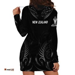 New Zealand Hoodie Dress Rugby Champions Black
