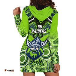 Raiders Rugby Hoodie Dress Canberra 1981 Aboriginal Mix Polynesian Pattern