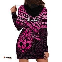 Matariki New Zealand Hoodie Dress Maori New Year Tiki Pink Version