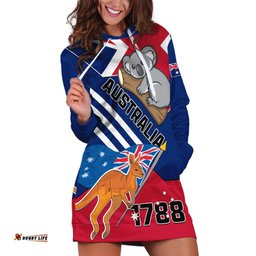 Australia Day Kangaroo and Koala With Flag Hoodie Dress