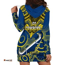 Cowboys Rugby Hoodie Dress Aboriginal Mix Polynesian Pattern