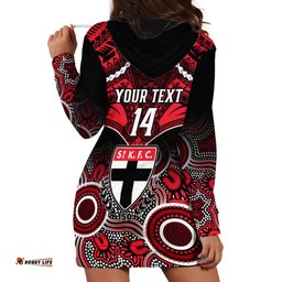 Personalised St Kilda Football Hoodie Dress Saints Aboriginal Mix Polynesian Pattern