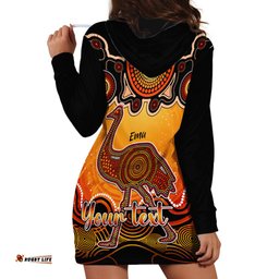 Personalised Australia Aquarius Emu Zodiac Hoodie Dress Auz Astrology Aboriginal Red
