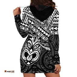 Matariki New Zealand Hoodie Dress Maori New Year Tiki Black Version