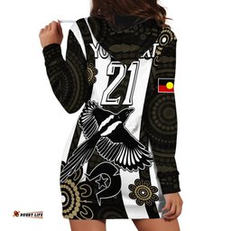 Custom Text And Number NAIDOC Collingwood Football Hoodie Dress Proud To Be Magpies Aboriginal Version