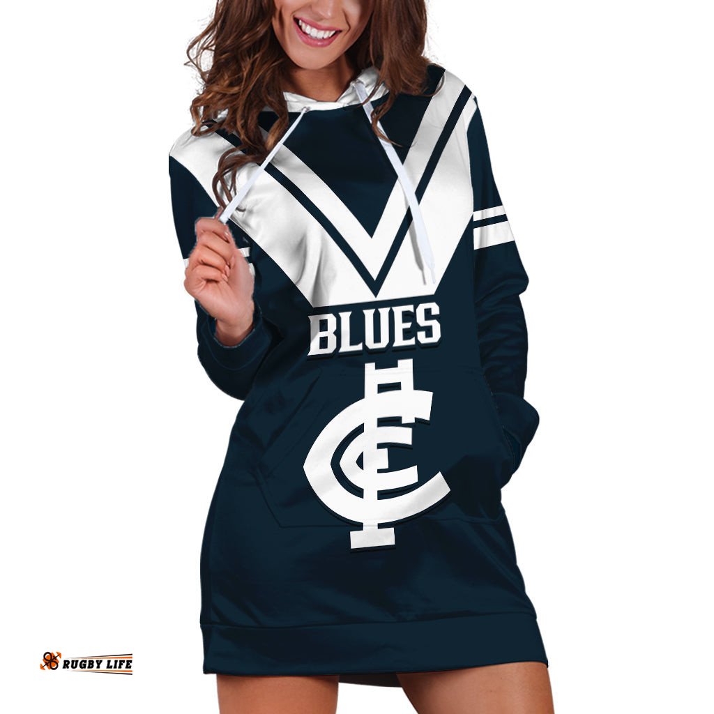 Carlton Football Hoodie Dress Go Blues Navy Simple Style