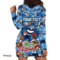 Custom Cats Football Merry Christmas Hoodie Dress Indigenous Australian Art