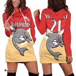 Custom Text And Number Redcliffe Dolphins Rugby Hoodie Dress Simple Style