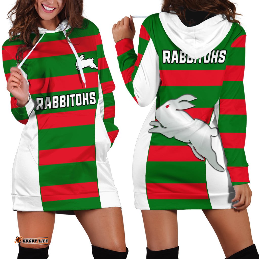Rabbitohs Rugby Hoodie Dress Go Souths 1908 Sporty Style White