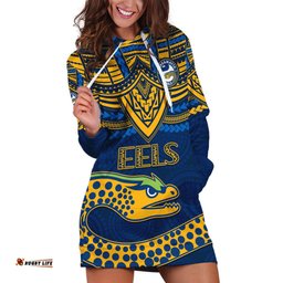 Eels Rugby Hoodie Dress Polynesian and Aboriginal Vibe