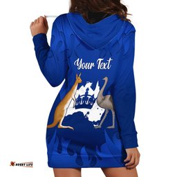 Personalised Australia King Birthday Hoodie Dress Australian Map With Crown Blue Version
