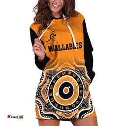 Custom Text And Number Wallabies Rugby Hoodie Dress Aussie Go Champions Indigenous Orange