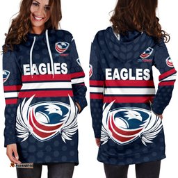USA Rugby Women's Hoodie Dress Eagles Simple Style Full Navy