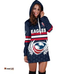 USA Rugby Women's Hoodie Dress Eagles Simple Style Full Navy