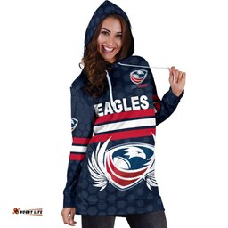 USA Rugby Women's Hoodie Dress Eagles Simple Style Full Navy