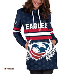 USA Rugby Women's Hoodie Dress Eagles Simple Style Full Navy