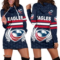 USA Rugby Women's Hoodie Dress Eagles Simple Style Full Navy